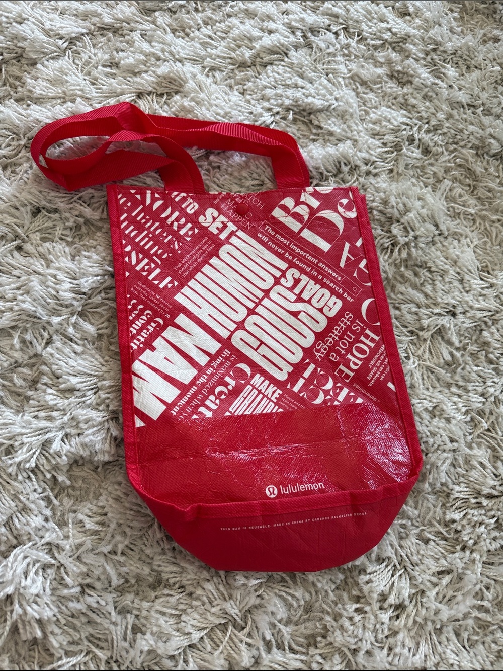 Lululemon Red Graphic Reusable Bag